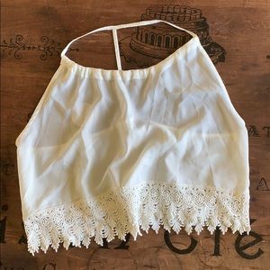 Crop top with lace fringe